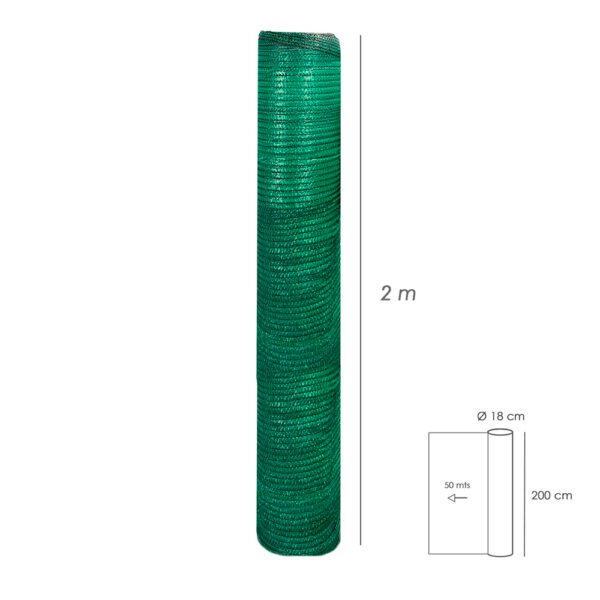 Malla Sombreo Rollo 2 x 50 metros, Reduce Radiación, Protección Jardín y Terraza, Regula Temperatura, Color Verde Claro - Imagen 2