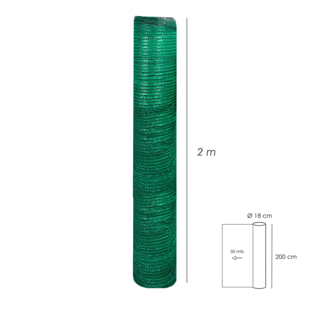 Malla Sombreo Rollo 2 x 50 metros, Reduce Radiación, Protección Jardín y Terraza, Regula Temperatura, Color Verde Claro - Imagen 2