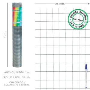 Malla Electrosoldada Galvanizada 75x50 / 1,80 / 100 cm. GA Rollo 25 metros
