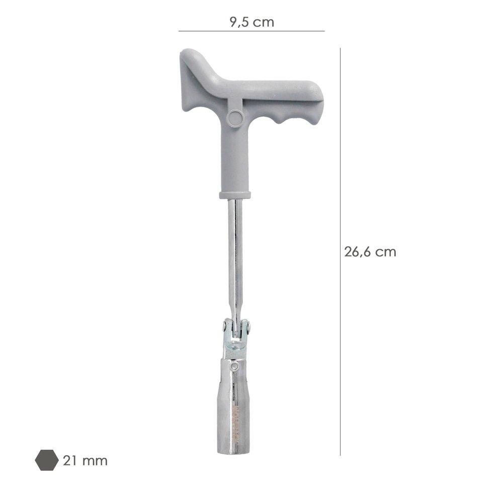 Llave Bujias Articulada 21 mm. Con Mango T - Imagen 2