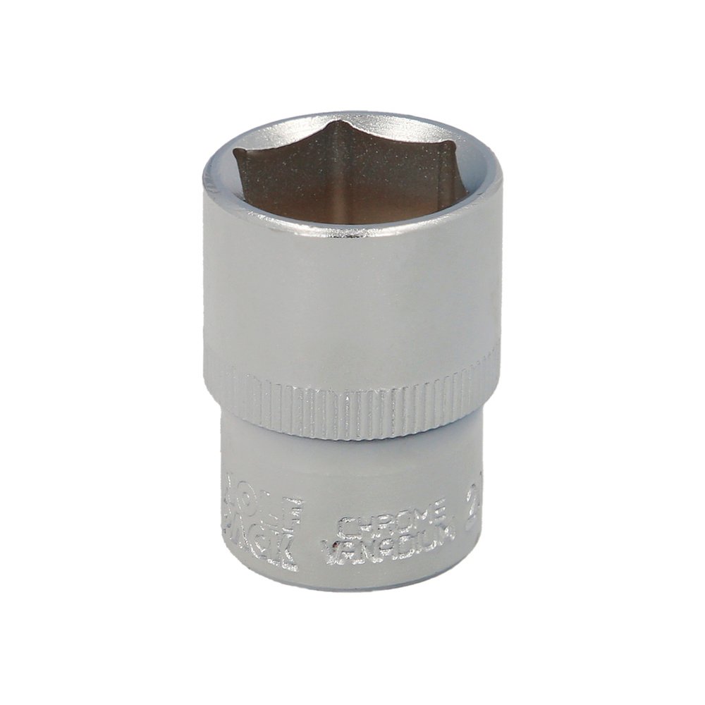 Llave Vaso 1/2" Hexagonal 21 mm. Perfil de 6 caras. Acero Cromo Vanadio, Aristas Redondas