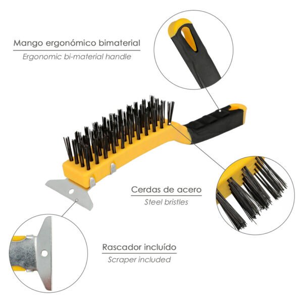 Cepillo Manual Acero Soldador Con Rascador, Mango de plástico, Cepillo Soldaduras, Cepillo Taller - Imagen 3