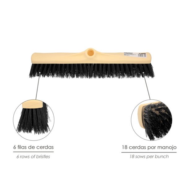 Cepillo Barrendero Industrial Fibra Rigida PVC. Soporte Polipropileno 50 cm. (Sin Mango) - Imagen 3