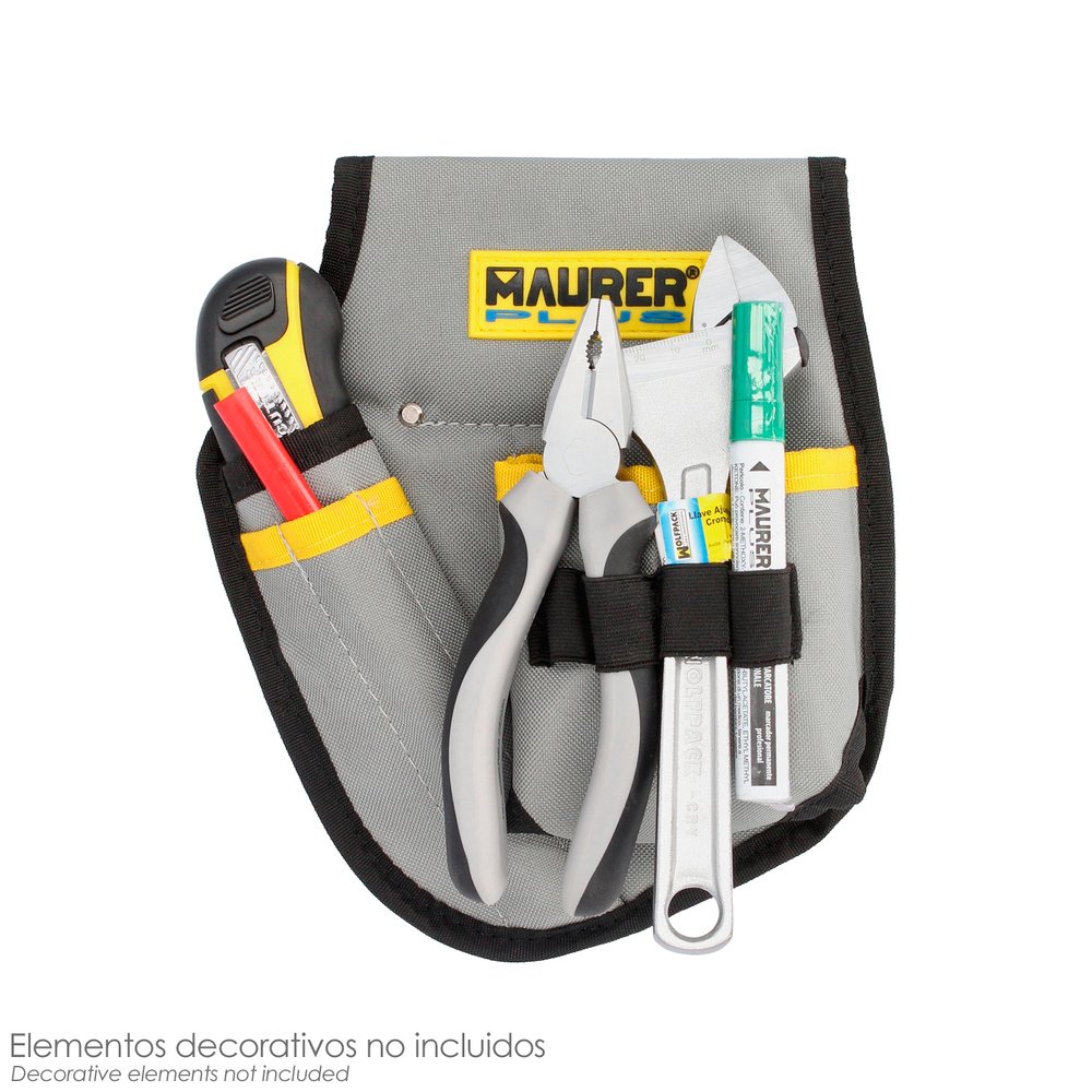 Funda Bolsa Porta Herramientas Para Cinturon Con 3 Bolsillos y 4 Elasticos. Portaherramientas Electricista Multibolsillos - Imagen 4