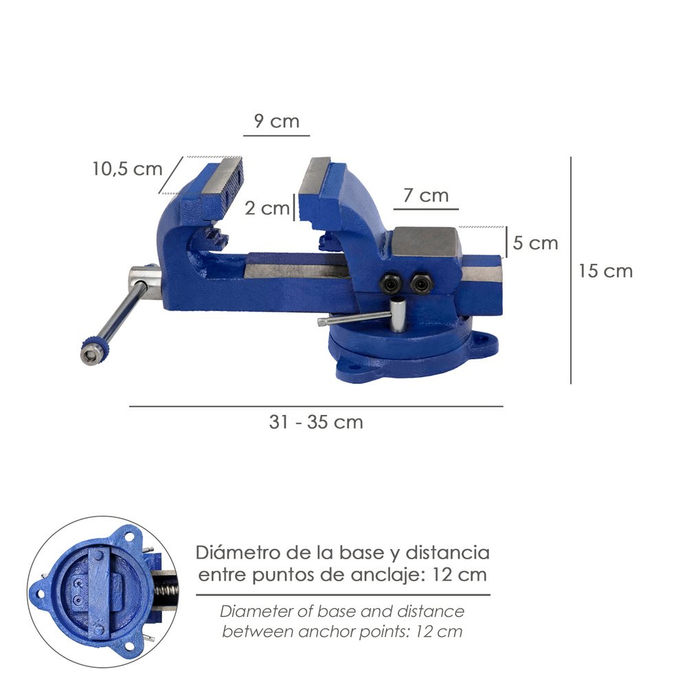 Tornillo Banco Giratorio Heavy Duty 105 mm Banco De Mesa Giratorio, Tornillo Sujeción, Abrazadera De Banco, Tornillo Banco Tubos - Imagen 2