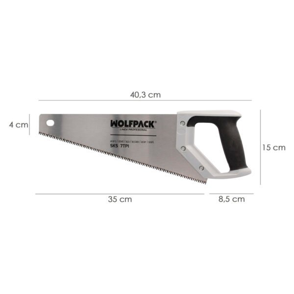 Serrucho Carpintero Bimaterial 350 mm. / 14" Acero SK5 Triple Afilado Sierra Carpintero, Serrucho Carpinteria, Sierra Costilla - Imagen 2