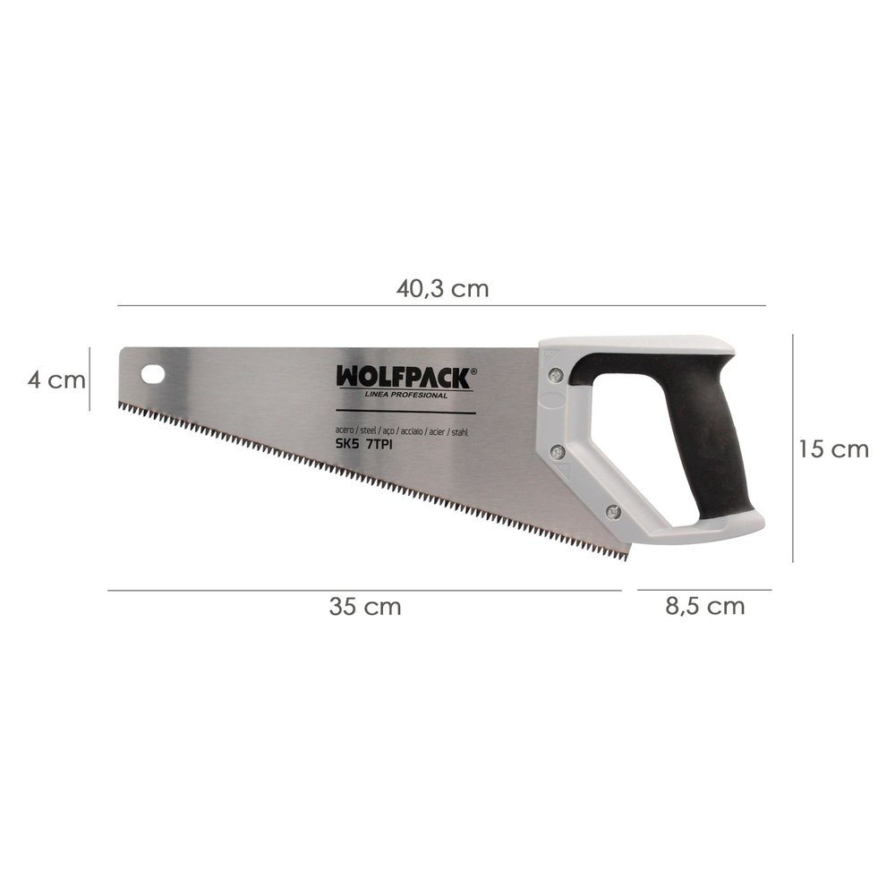Serrucho Carpintero Bimaterial 350 mm. / 14" Acero SK5 Triple Afilado Sierra Carpintero, Serrucho Carpinteria, Sierra Costilla - Imagen 2