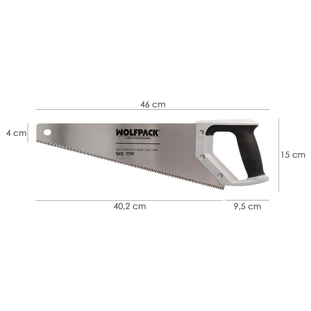 Serrucho Carpintero Bimaterial 400 mm. / 16" Acero SK5 Triple Afilado Sierra Carpintero, Serrucho Carpinteria, Sierra Costilla - Imagen 2