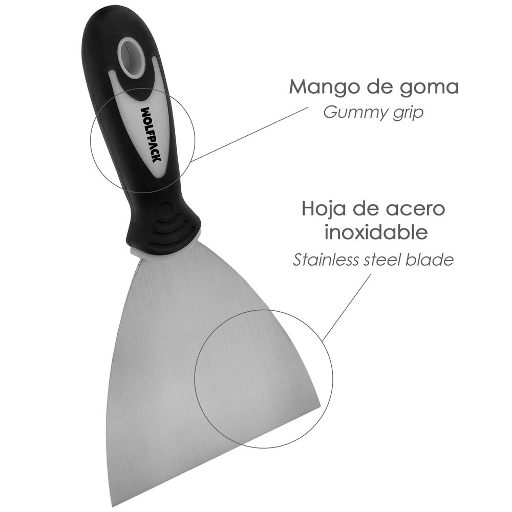 Espatula Acero Inoxidable Ancho 60 mm. Con Mango de Goma Ergonomico, Espatula Pintor, Espatula Masilla, Paletina, Paleta Rascar - Imagen 3