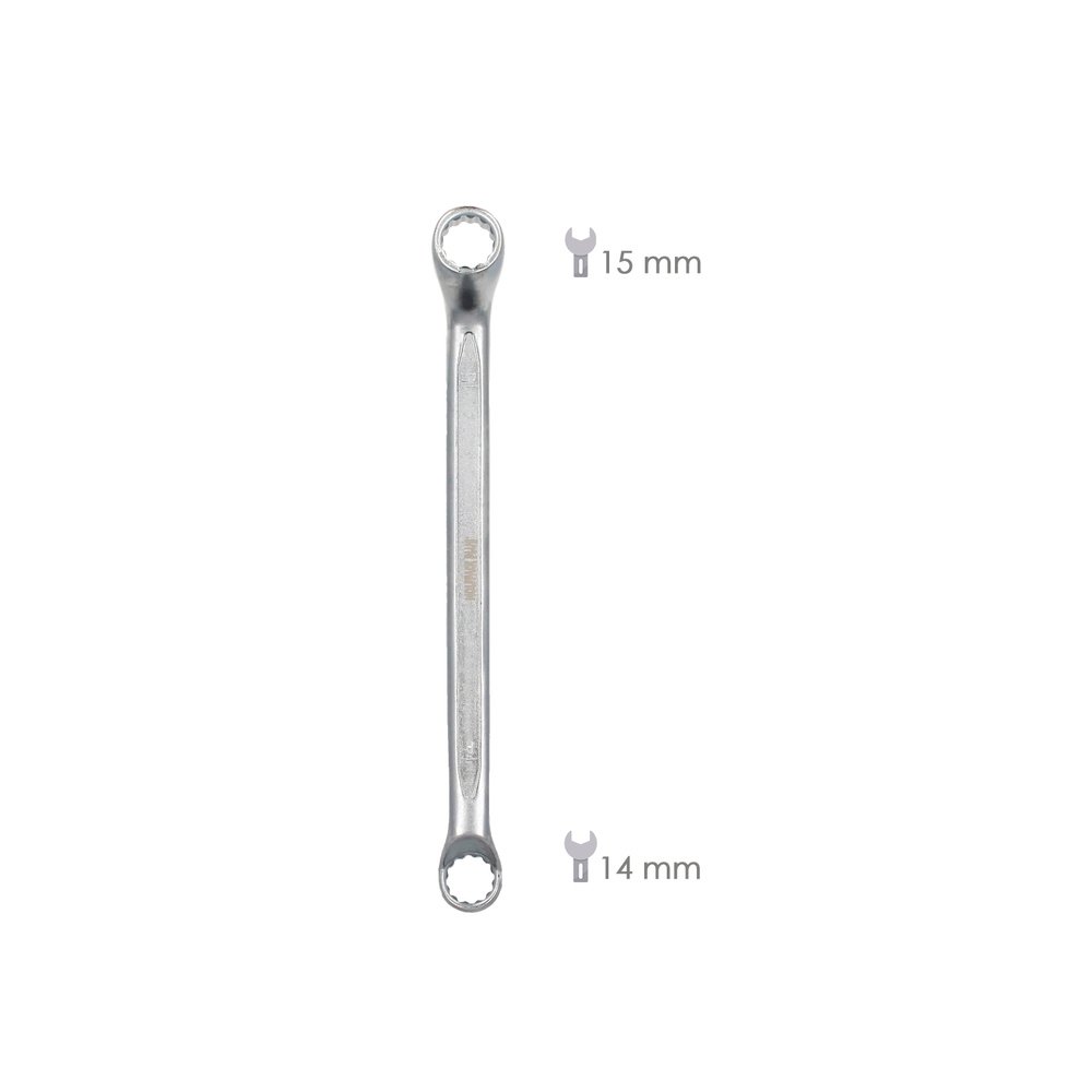 Llave Estrella Acodada Plus Acero Cromo Vanadio 14x15 DIN 838. Llave Doble Boca Acodada, Llave Fija Estrella Acodada - Imagen 2