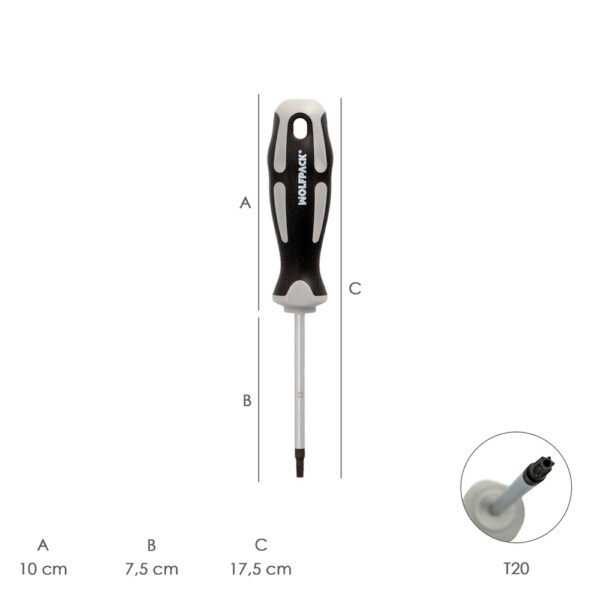 Destornillador Torx Inviolable Acero S2 Mango TPR Bimaterial. Medida T20 x Ø 5,0 x 75 mm. - Imagen 2