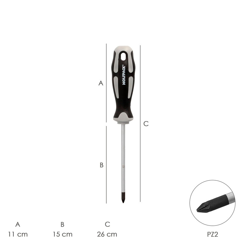Destornillador Pozidriv Acero S2 Mango TPR Bimaterial. Medida PZ 2 x Ø 6 x 150 mm.  DIN5262. - Imagen 2