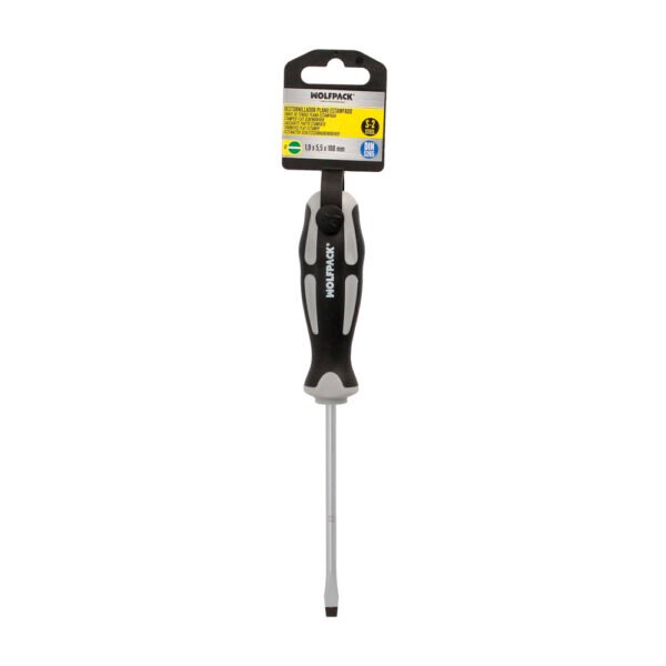 Destornillador Plano Estampado Acero S2 Mango TPR Bimaterial. Medida 1,0 x Ø 5,5 x 100 mm.  DIN5265 - Imagen 6