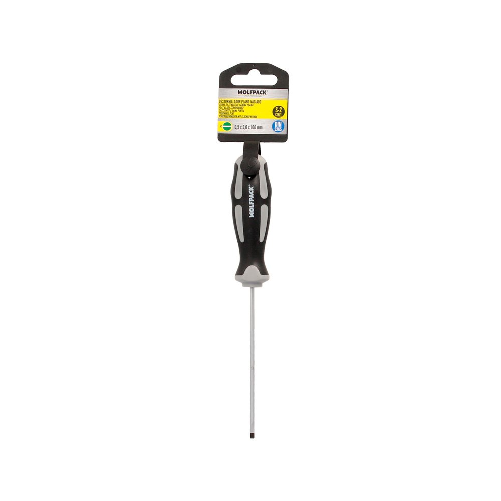 Destornillador Plano Vaciado Acero S2 Mango TPR Bimaterial. Medida 0,5 x Ø 3,0 x 100 mm.  DIN5265 - Imagen 6