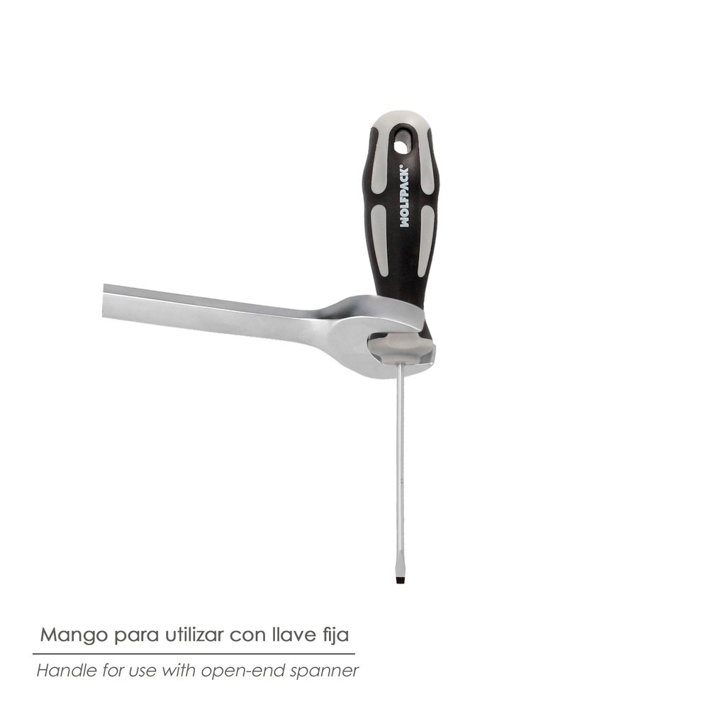 Destornillador Plano Vaciado Acero S2 Mango TPR Bimaterial. Medida 0,8 x Ø 4,0 x 100 mm.  DIN5265 - Imagen 4