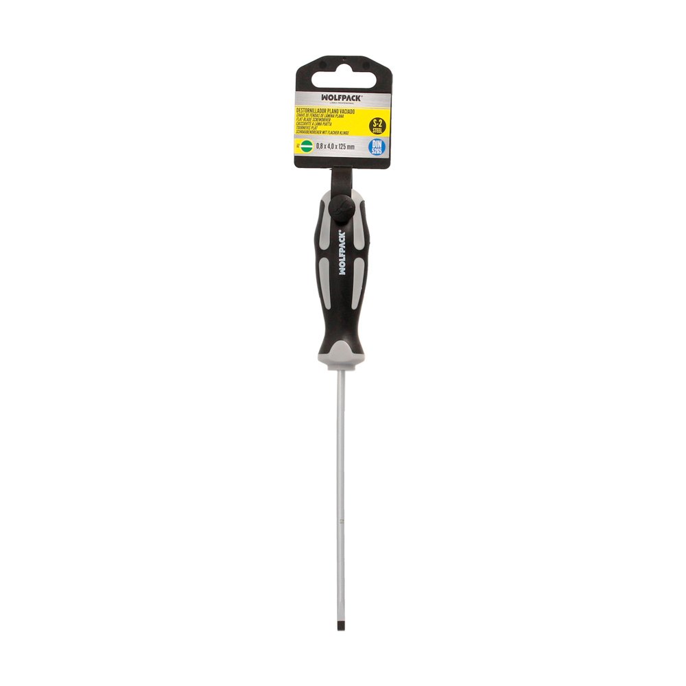 Destornillador Plano Vaciado Acero S2 Mango TPR Bimaterial. Medida 0,8 x Ø 4,0 x 125 mm.  DIN5265 - Imagen 6