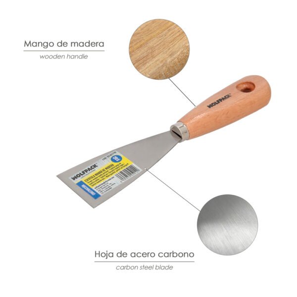 Espatula Mango Madera Hoja Acero 50 mm. Espatula Yeso, Espatula Pintor, Espatula Masillas, Espatula Pladur, etc. - Imagen 3
