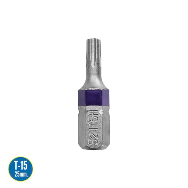 Puntas Destornillador Torx 15 Inviolable (2 Piezas). Acero S2 al Cromo Vanadio. Puntas Hexagonales, Destorpuntas, - Imagen 2