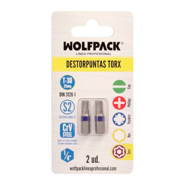 Puntas Destornillador Torx 30 Inviolable (2 Piezas). Acero S2 al Cromo Vanadio. Puntas Hexagonales, Destorpuntas, - Imagen 3