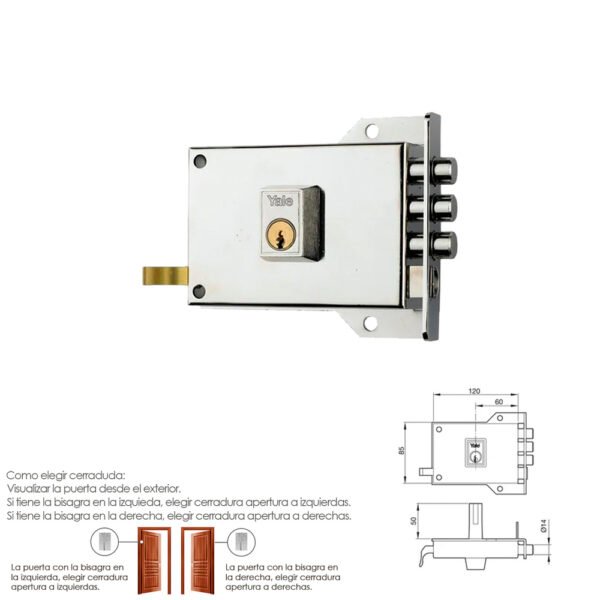 Cerradura Yale    7-hn/ Derecha - Imagen 2