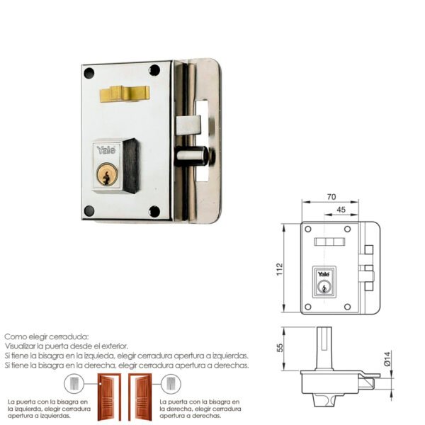 Cerradura Yale   10-hn/ Derecha - Imagen 2