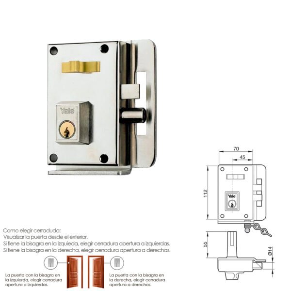Cerradura Yale   10-c-hn/ Derecha - Imagen 2