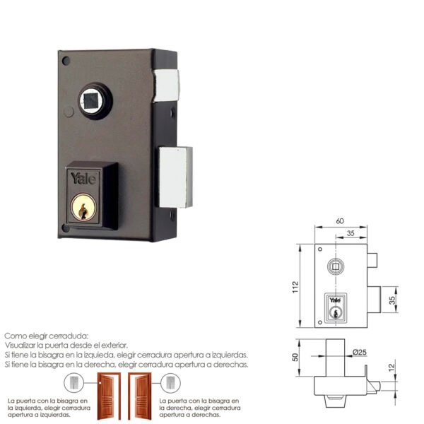 Cerradura Yale   56-b/hp/60/ Derecha - Imagen 2