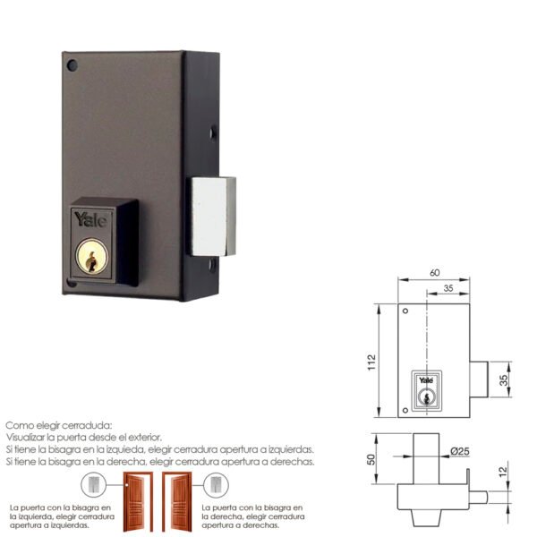 Cerradura Yale   56-c/hp/60/ Derecha - Imagen 2