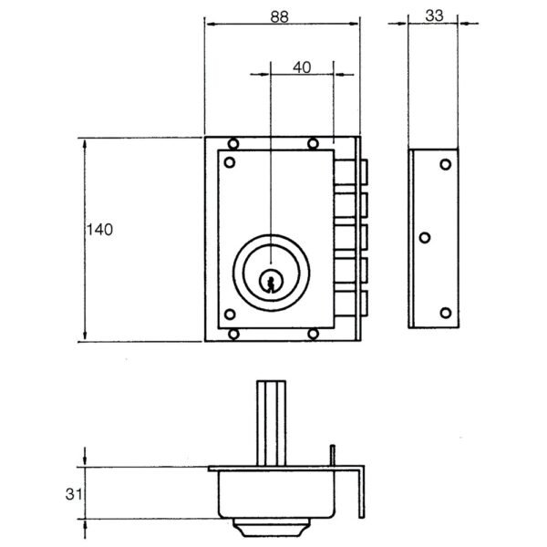 Cerradura Jis  242           11x7 Derecha - Imagen 2