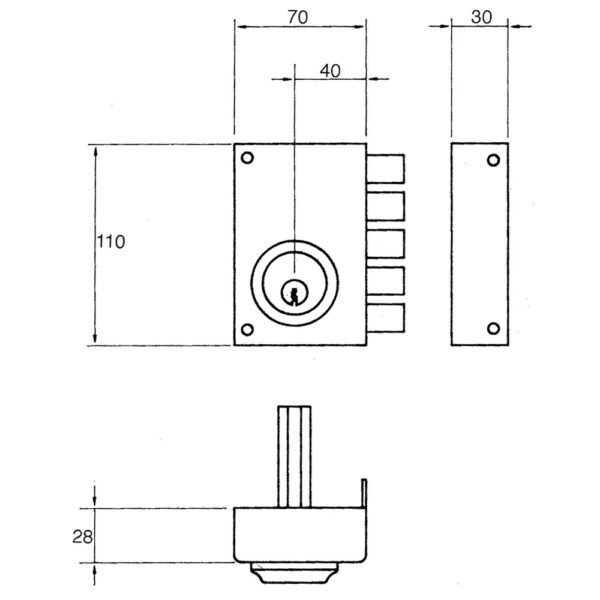 Cerradura Jis  233           11x7/ Derecha - Imagen 2