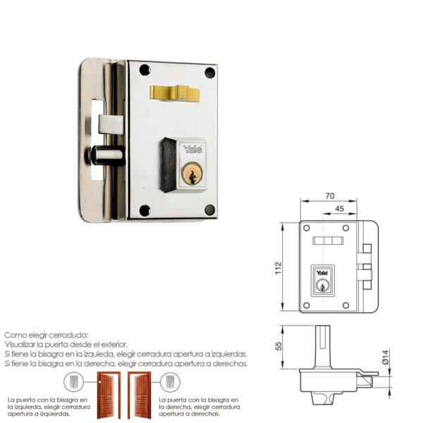 Cerradura Yale   10-0-hn/ izquierda - Imagen 2