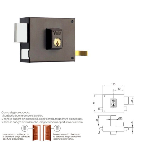 Cerradura Yale  125-a/hp/12/ Izquierda - Imagen 2