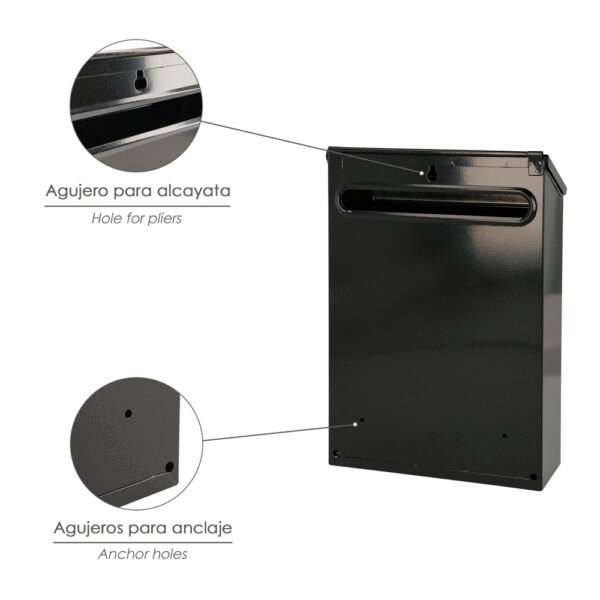 Buzon Exterior Residence 205 x 300 x 70 mm. Negro - Imagen 4