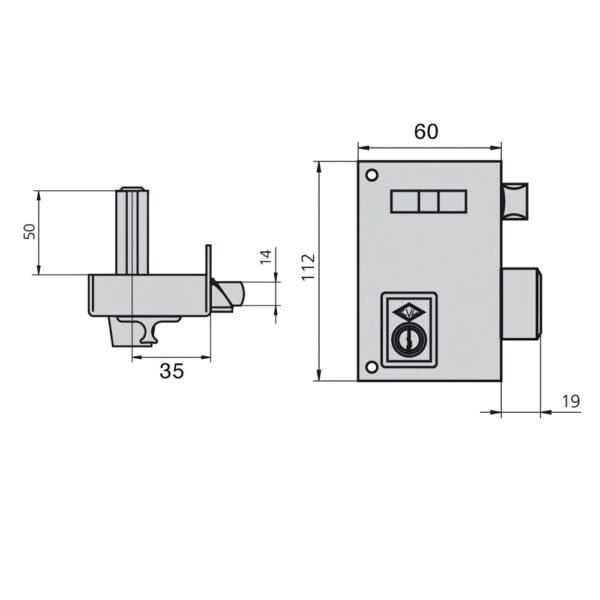 Cerradura Cvl   56a/60/he Derecha - Imagen 2