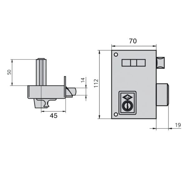 Cerradura Cvl   56a/70/he Derecha - Imagen 2
