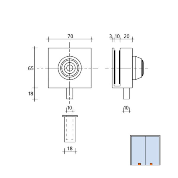 Cerradura CBM 2005 Puerta Cristal Llave Tubular - Imagen 2