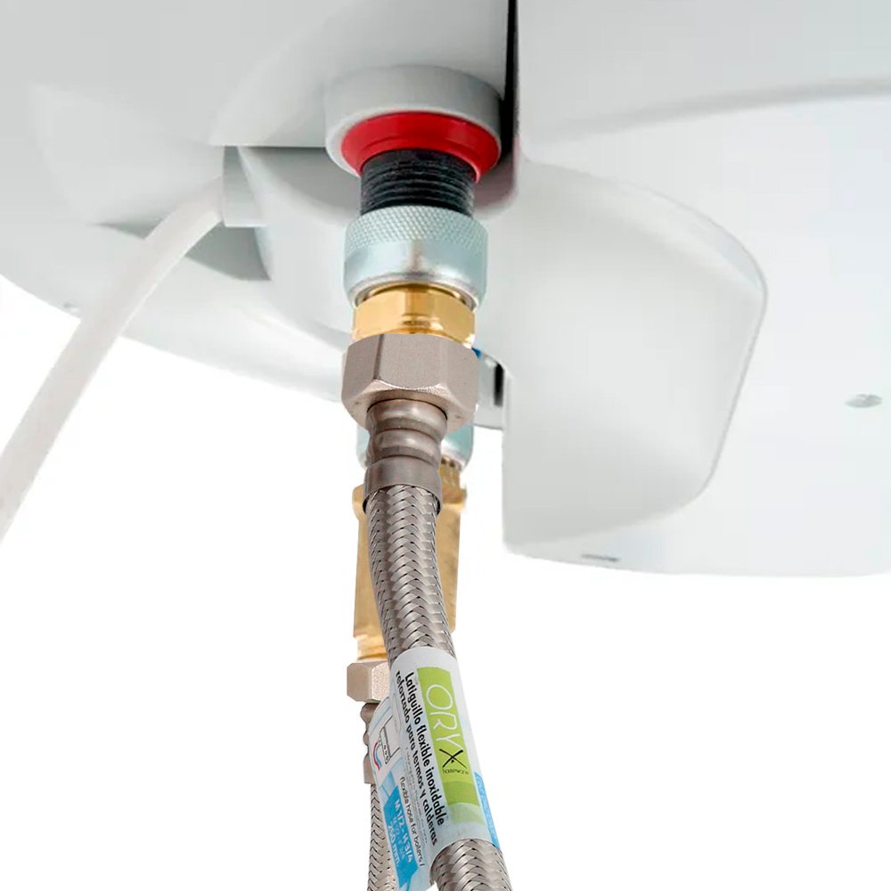 Latiguillo Flexible Reforzado Acero Inoxidable Termo Macho 1/2" - Hembra 3/4" Longitud 250 mm - Imagen 3