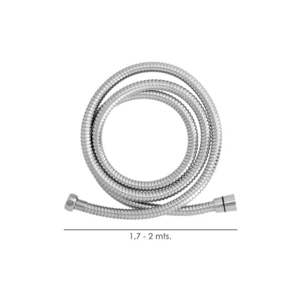 Flexo / Manguera Ducha Extensible Acero Inoxidable 1,7 a 2 Metros Accesorios de Latón. Flexible, Resistente a Torceduras, - Imagen 2