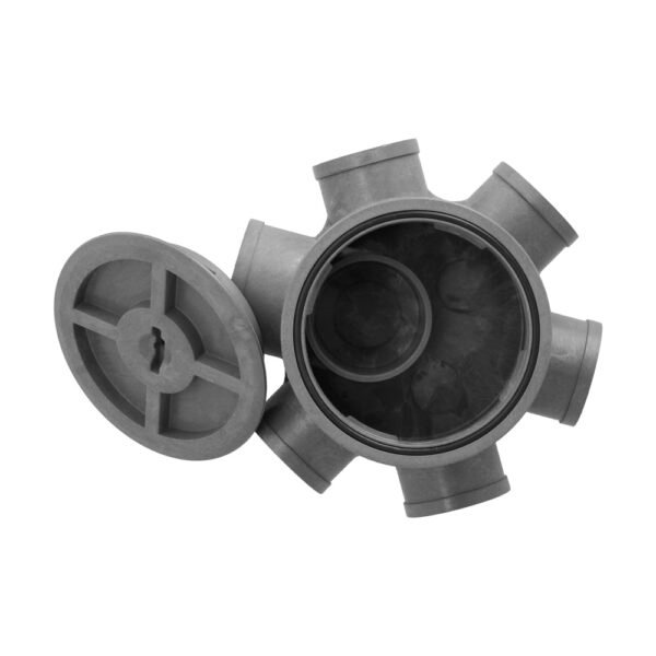 Bote Sifónico PVC Tuberias Ø 110 mm. Salidas Ø 50 y 40 mm. Altura 105 mm. - Imagen 4
