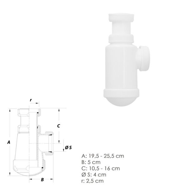 Sifon Botella Extensible  1 1/2  Tuerca Loca - Imagen 2