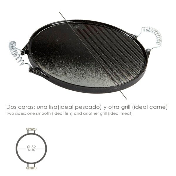 Plancha Hierro Fundido Esmaltada Redonda Ø 52 cm. - Imagen 3