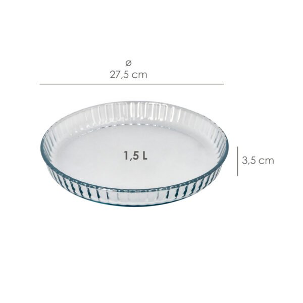 Molde Rizado Horno Cristal Borosilicato Ø 28 cm. Ideal Postres, Cocina, Resposteria, Tartas, Quiche, Libre BPA - Imagen 2