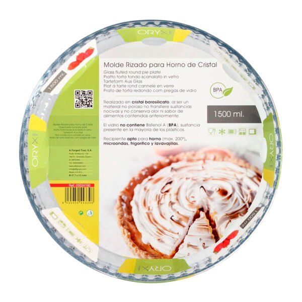 Molde Rizado Horno Cristal Borosilicato Ø 28 cm. Ideal Postres, Cocina, Resposteria, Tartas, Quiche, Libre BPA - Imagen 4