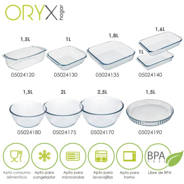 Molde Rizado Horno Cristal Borosilicato Ø 28 cm. Ideal Postres, Cocina, Resposteria, Tartas, Quiche, Libre BPA - Imagen 6