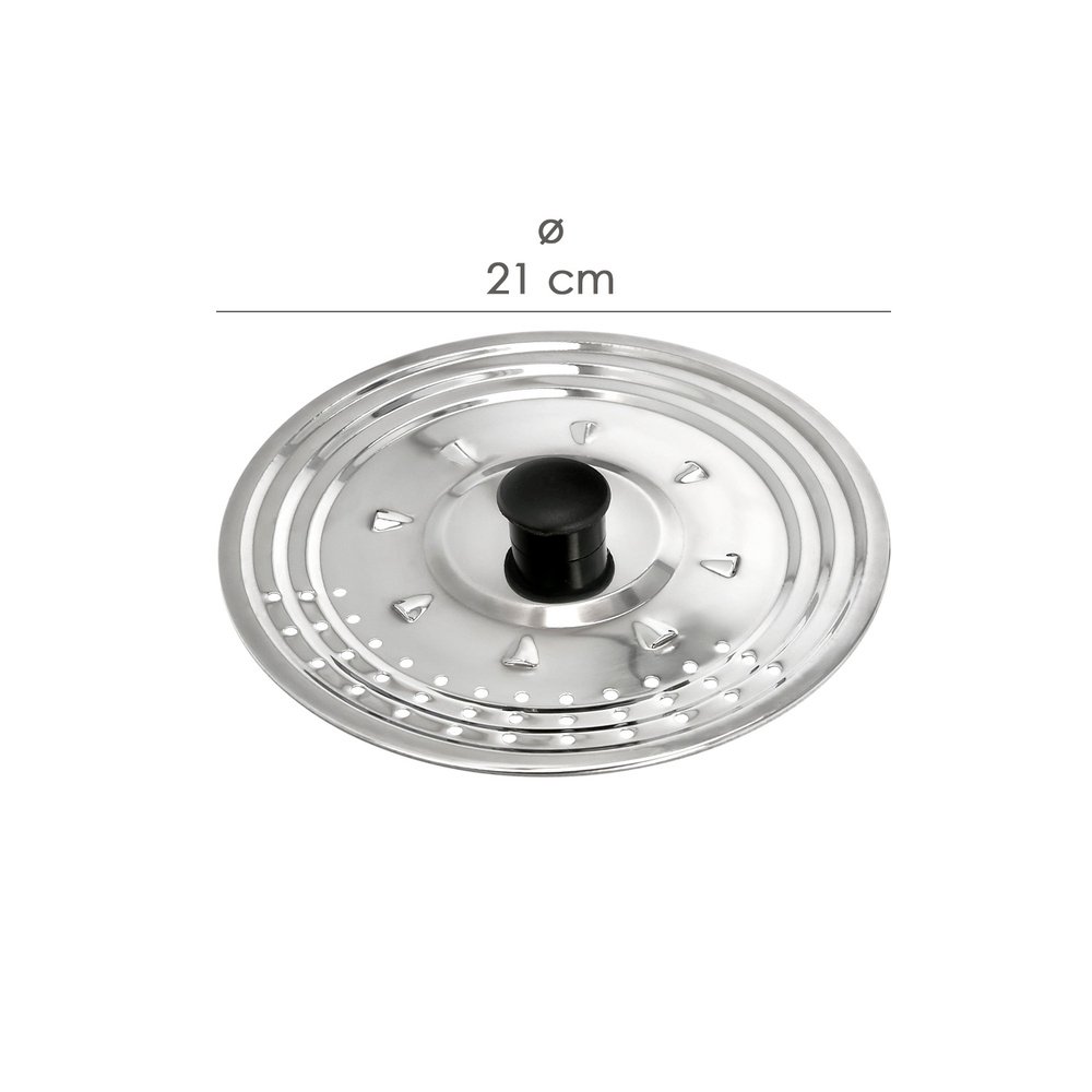 Tapadera Multiusos Acero Inoxidable Ø 21 cm. Uso Tapa Anti Salpicaduras y Escurridor. Tapadera Adpatable Diferentes Medidas - Imagen 2