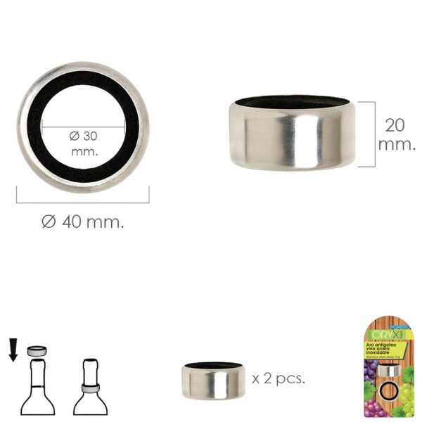 Aro Antigoteo Vino Acero Inoxidable (Blister 2 unidades) - Imagen 2