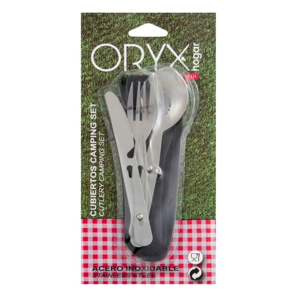 Cubiertos Camping Acero Inoxidable 3 Piezas Con Funda Nylon - Imagen 4