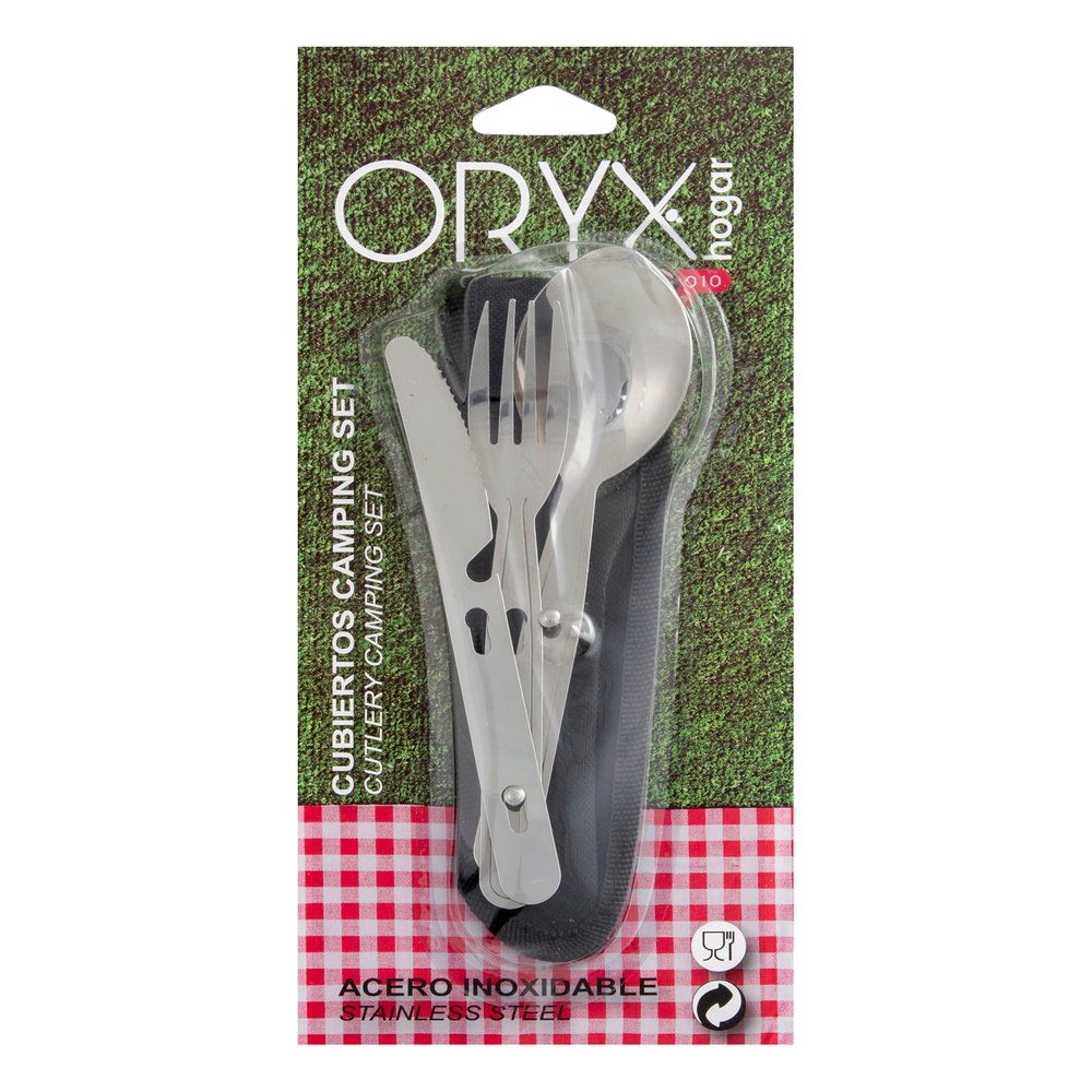 Cubiertos Camping Acero Inoxidable 3 Piezas Con Funda Nylon - Imagen 4