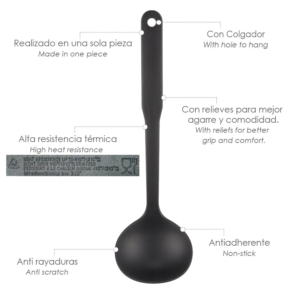 Cucharon Servir Cocina Nylon Basic 32 x 9.5 cm. - Imagen 3