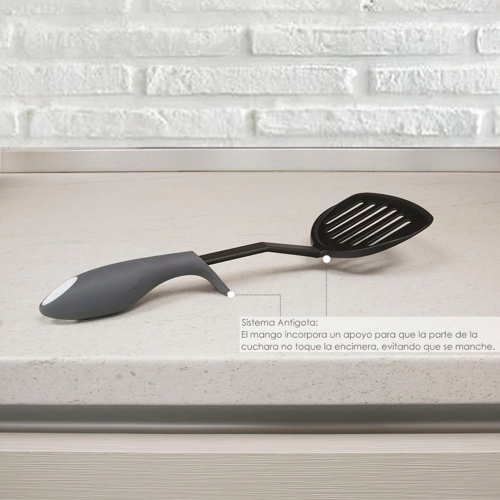 Espatula Rasera Cocina Nylon Con Mango Antigotas Engomado 34,5 x 11 cm. - Imagen 2